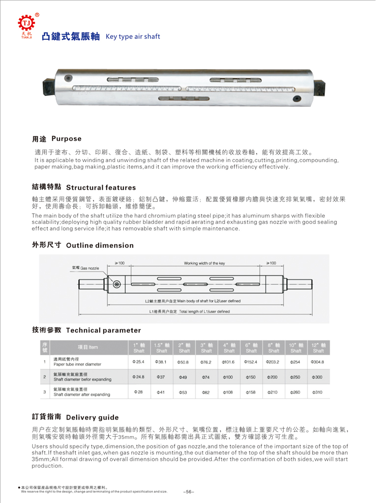 鍵條式氣脹軸參數(shù)